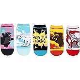Everything Legwear Godzilla x Kong Lowcut Socks (5 Pair) - Fits Ladies Shoe Size 4-10 (Standard, Titans 5pr Lowcut)