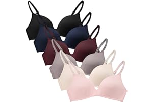Happy Cherry Teens Training Bras for Girl Adjustable Cotton Bra with Padded Soft Lightly Wireless Training Bra Pack of 6