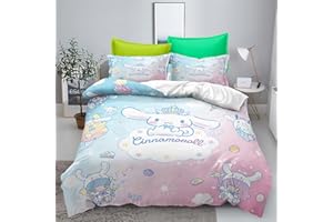 XYRXARIC 3PCS Cinnamoroll Bedding Set Comforter Duvet Cover Set Twin Full Queen King Size Quilt Cover for Kids Teens Bedroom Decoration（Twin）
