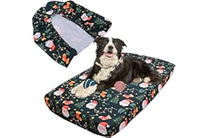 Hoopttay Christmas Replacement Dog Bed Covers Elastic Edged Washable Pet Bed Protector with Christmas Dog for Pattern Design Medium & Large Pet Beds, Cover Only 52x28x5 Inch