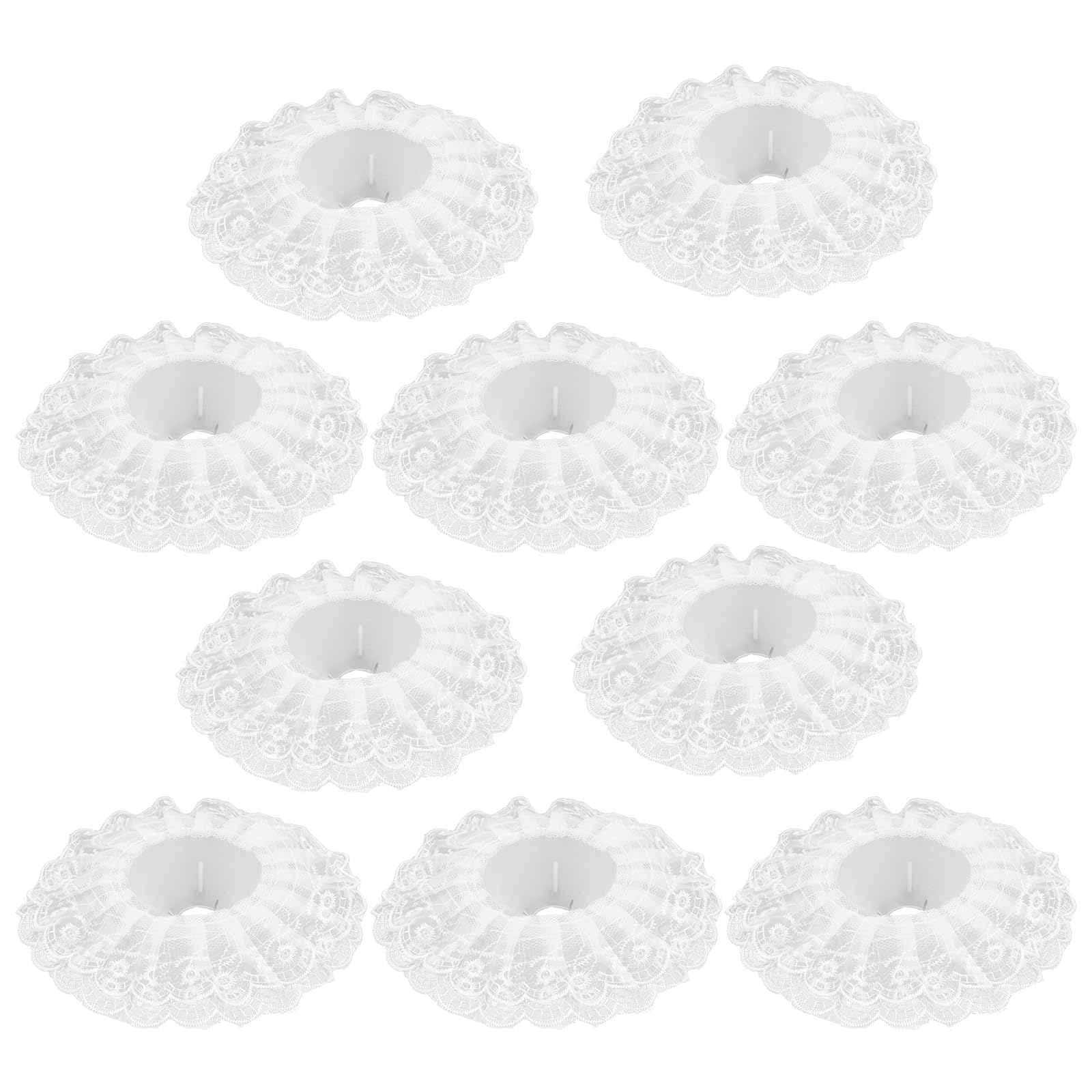 Artibetter 10pcs Bouquet Lace White Bouquet Crochet Flower Bouquet Wedding Bouquets Holding Flower Collar Scalloped Diy Bouquet Collar Lace Collar for Bouquet Flower Diy Lace Trim Handle Mini