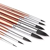 Transon Round Watercolor Detail Paint Brushes Goat Hair 8pcs for Watercolors,Acrylics,Inks,Gouache,Oil and Tempera