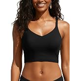 Women's Swim Bra Crop Top - Longline Modest V Neck Bikini Top | Removable Soft Cups, Adjustable Straps, Full Lining, Stretch Fabric