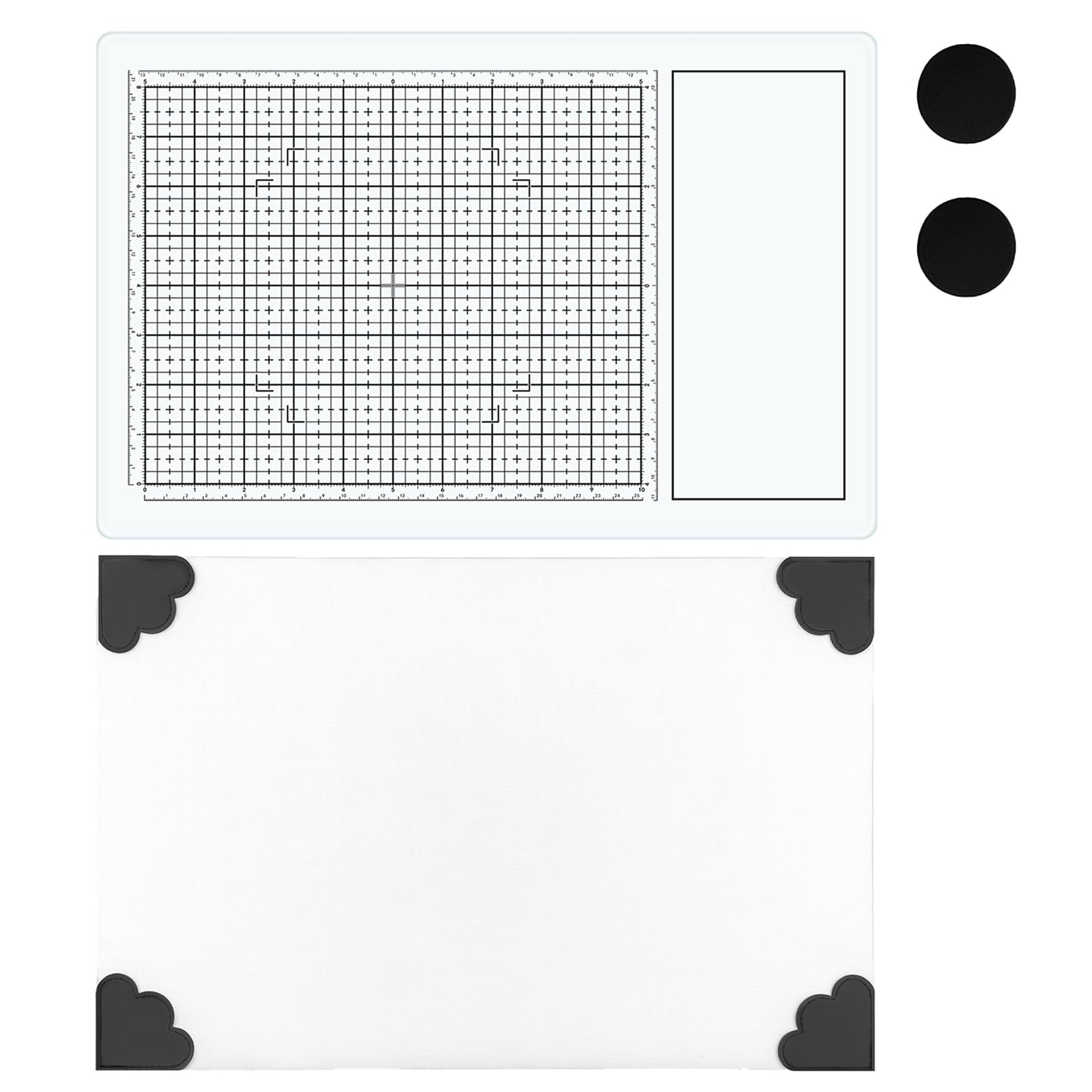 Photo 1 of 2PcsMagnetic Glass Craft Mat and Non-Stick Craft Mat Set Heat Resistant Glass Media Cutting Mat W/Magnets Gridlines and Measurements; for Stamping, Ink Blending, Stenciling Scrapbooking Craft Project