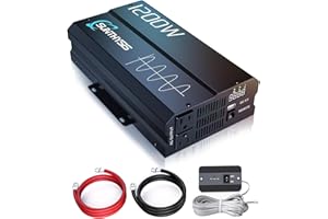 Upgraded Version Sunthysis 1200W Pure Sine Wave Inverter 12V DC to 120V AC Converter for Home, Camping, RV, Off-Grid Solar Power Inverter 12V to 110V with USB Port, 2 AC Outlets, Remote Controller
