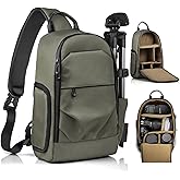 TAAOKA Camera Sling Bag, DSLR/SLR/Mirrorless Camera Backpack Case Shockproof Photography Backpack with Tripod Holder & Removable Modular Inserts Compatible with Canon/Nikon/Sony/Fuji