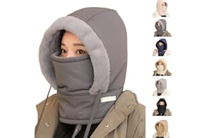 RIYUNE Plush Warm Full Coverage Windproof Hat with Earflaps,Mens Ladies Winter Hats for Cold,Wind-Resistant Face Mask Ski mask