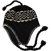 Nayt Men's Peruvian Helmet Style Earflap Strings Beanie Knit Hat