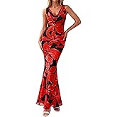 PRETTYGARDEN Women's Summer Wedding Guest Dress 2026 Spring Cowl Neck Mesh Bodycon Formal Cocktail Party Floral Maxi Dresses