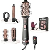 OUDIM 5-in-1 Hot Air Styler &amp; Hair Dryer Brush, 1200W Ionic Multi-Styler for Fast Drying, Smooth Blowouts, Volumizing &amp; Curling, 5 Attachments, 3 Heat Settings, Black/Rose Gold