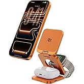 3 in 1 Charging Station for Apple - Qi2.2 25W Magnetic Wireless Charger for iPhone 17/16-12, Apple Watch, AirPods, Travel Fast Charging Foldable Stand with 45W GaN Adapter, Aluminum Alloy Design