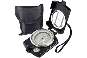 AOFAR Military Compass,AF-4580 Lensatic Sighting, Waterproof and Shakeproof with Map Measurer Distance Calculator, Pouch for 