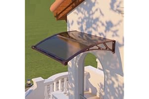 DAWNINGHOMM Awning for Door Entrance with Drainage, 32x40 Inch Awnings for Doors Exterior, Polycarbonate Cover with Plastic Steel Bracket, UV Rain Snow Protection Window Awnings Exterior for House, Porch, Patio
