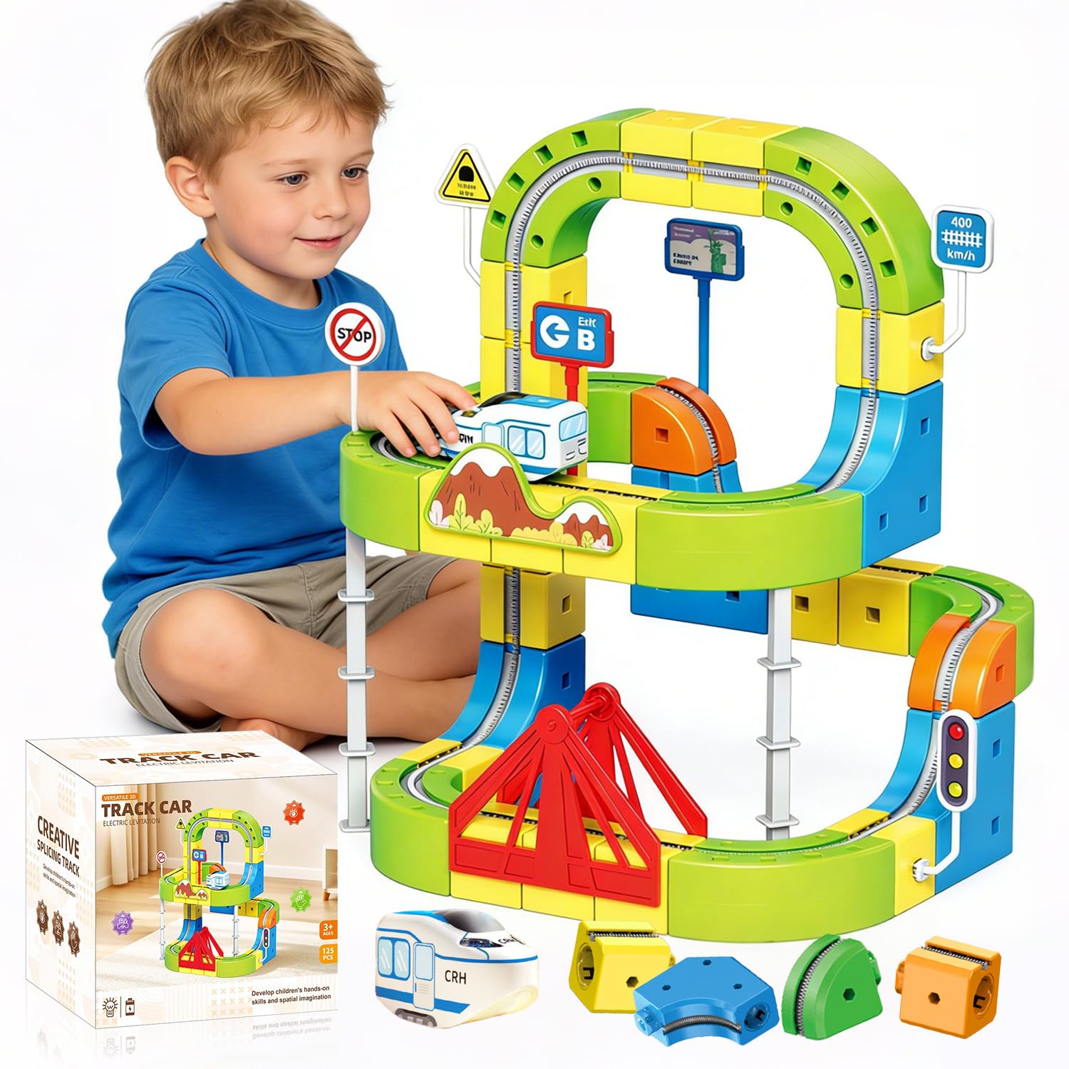 vecora 2026 New Clickrail Electric Train Track Set, Magic Track Fusion Train Toy, 3D Embedded Layouts with Gravity-Defying Motorized Train, STEM Building Car Track Toys, Birthday for Kids Boys Girls