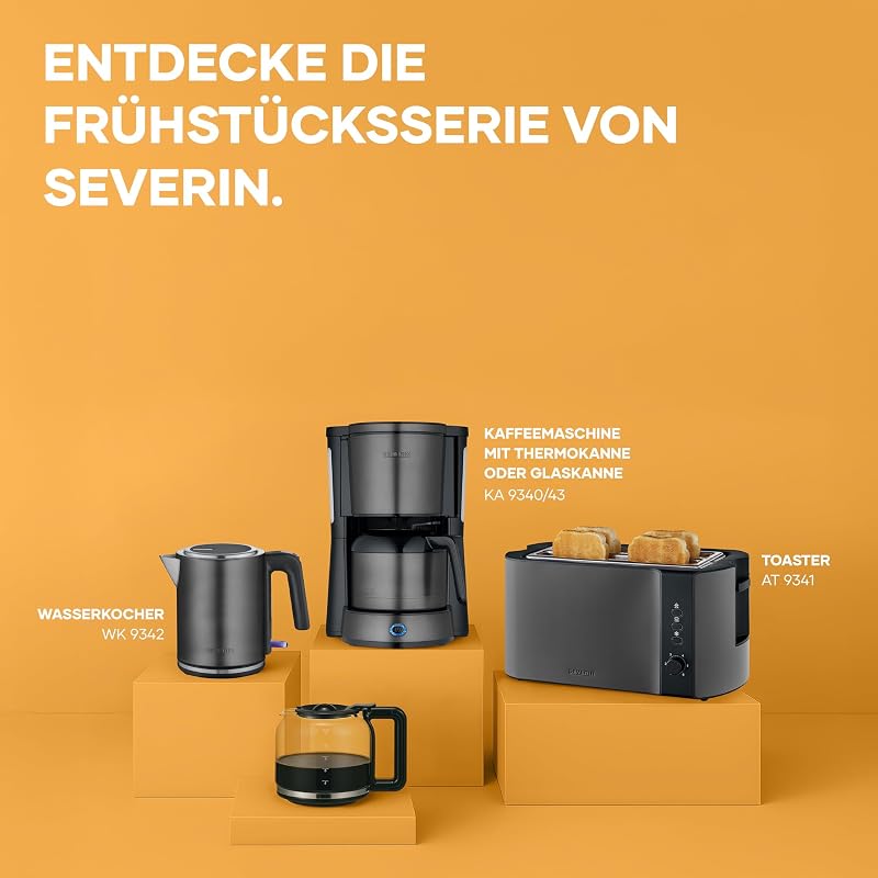 Kaffeemaschine, Kaffeeautomat mit Glaskanne, Durchbrühdeckel und Tropfstopp, Schwenkfilter, Abschaltautomatik, integriertes Kabelfach 1,25 L Füllmenge, 1000 Watt, dark inox, KA 9340