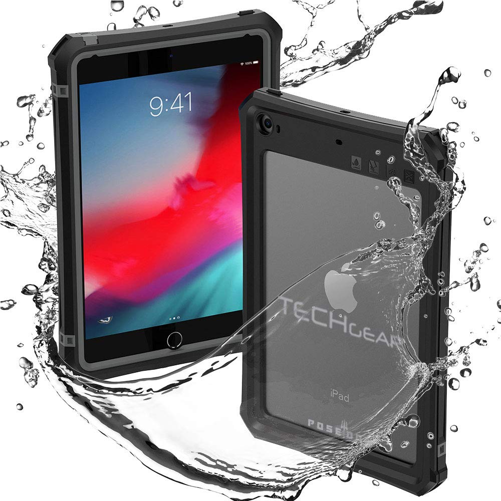 TECHGEAR Poseidon Case for iPad Mini 5/4 - Slim Rugged Armour Shockproof Waterproof Case with Built-in Screen Protector + Stand & Neck Strap