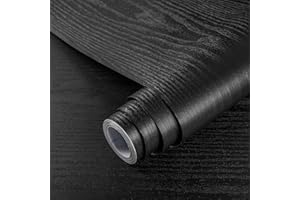 practicalWs Black Wood Grain Contact Paper Peel and Stick - Self Adhesive Wallpaper for Cabinet - Waterproof Vinyl Wrap for C