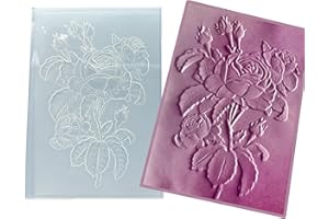 Arbuya 3D Plastic Embossing Folders for Card Making 3 d Roses Texture Embossing Folder for Scrapbooking Paper Crafting Home Decoration
