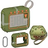 JCHPINE Silicone Cover and Hard Travel Case for JBL Go 4 Ultra Portable Bluetooth Speaker, Accessories for JBL Go 4 Pro Sound Bluetooth Speaker Stand Up Holder (Squad Case)