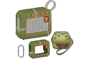 JCHPINE Silicone Cover and Hard Travel Case for JBL Go 4 Ultra Portable Bluetooth Speaker, Accessories for JBL Go 4 Pro Sound Bluetooth Speaker Stand Up Holder (Squad Case)