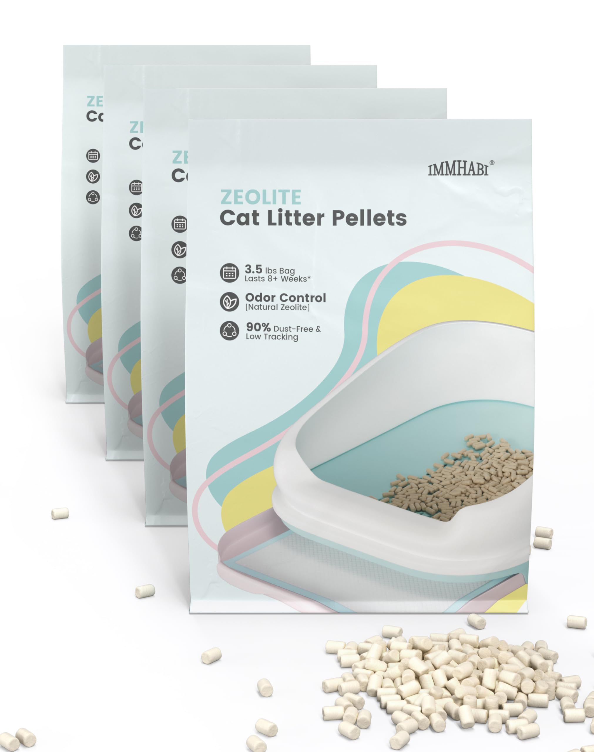 Photo 1 of Cat Litter Pellets 14 lbs(3.5lbs×4), Generic Litter Refills Exclusively for Dual-Layer Litter Box Systems, Dehydrating Pellets, Zeolite, Long-Lasting Odor Control Non-climping