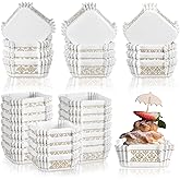 Maxcheck 300 Pcs Square Cupcake Liners 2.36 Inches Dessert Liner Paper Square Baking Cups Paper Brownie Cupcake Patterned Wrappers for Wedding Baby Shower Birthday Party Cake(European)