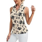Soneven Women's Sleeveless Zip-Up Tank Top Moisture-Wicking Athletic Golf Polo Outfit Fitted Shirt