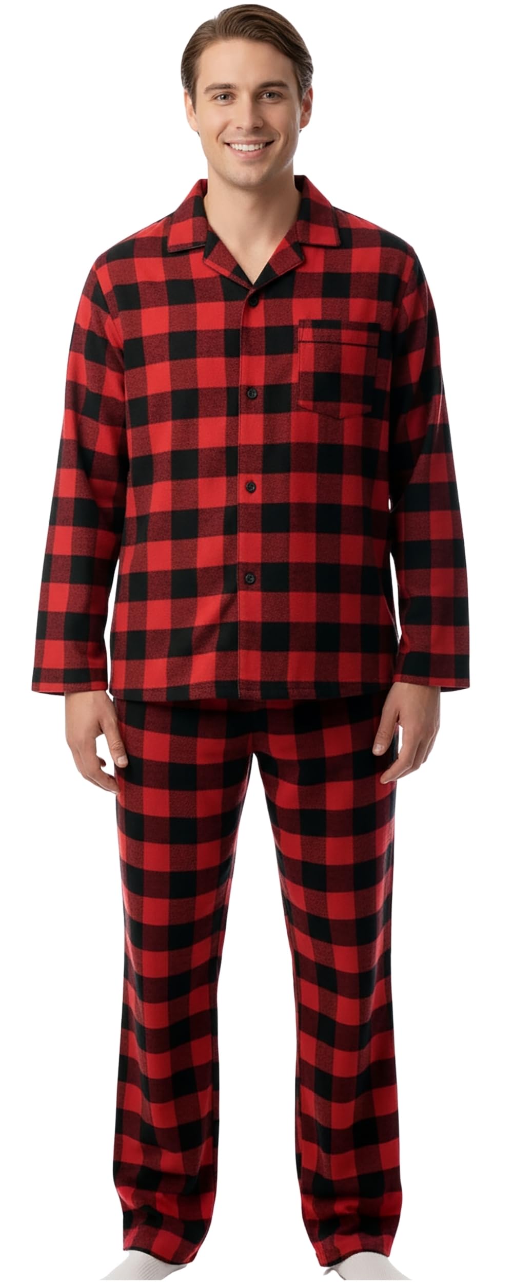 Photo 1 of #followme Mens Flannel Pajama Coat Set 44917-1A-M