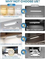 HIBOITEC 3 Color Dimmable Motion Sensor Cupboard Lights, USB-C 1500mAh view 8