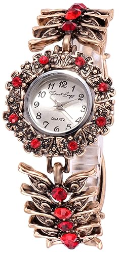 Red Stone Studded Analogue Bracelet Watch For Women_FrenchloopsWW2