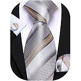 Barry.Wang Mens Tie Set Plaid Check Neckties Formal Business Wedding Luxury Pocket Square Cufflinks
