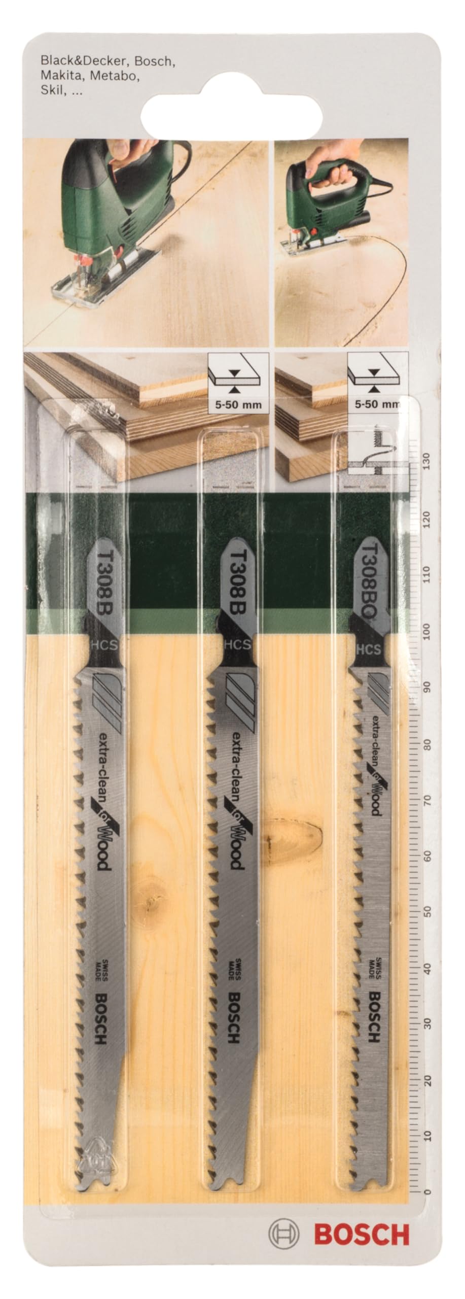 Bosch Accessories 2609256A12 Set of 3 Assorted Blades for Jigsaw