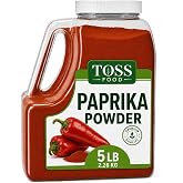 TOSS Paprika Powder Spice, 5 LB Bulk Jar Restaurant Fancy Red Seasoning | Finely ground paprika powder mixes smoothly into dry rubs, marinades, dressings, dips, sauces, soups, and prepared recipes.