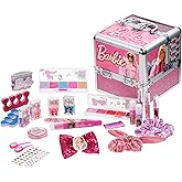 Barbie Beauty Deluxe Train Case, Includes Lip Gloss, Eyeshadow, Nail Polish, Blush, Hair Accessories & More! for Girls, Perfect for Gift-Giving, Ages 3+, by Townley Girl