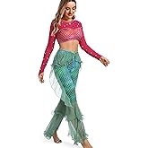 ZLTdream Yoga Print Leggings &Top for Women Fish Scale Pants For Women Belly dancing Outfit Cosplay Halloween Costume