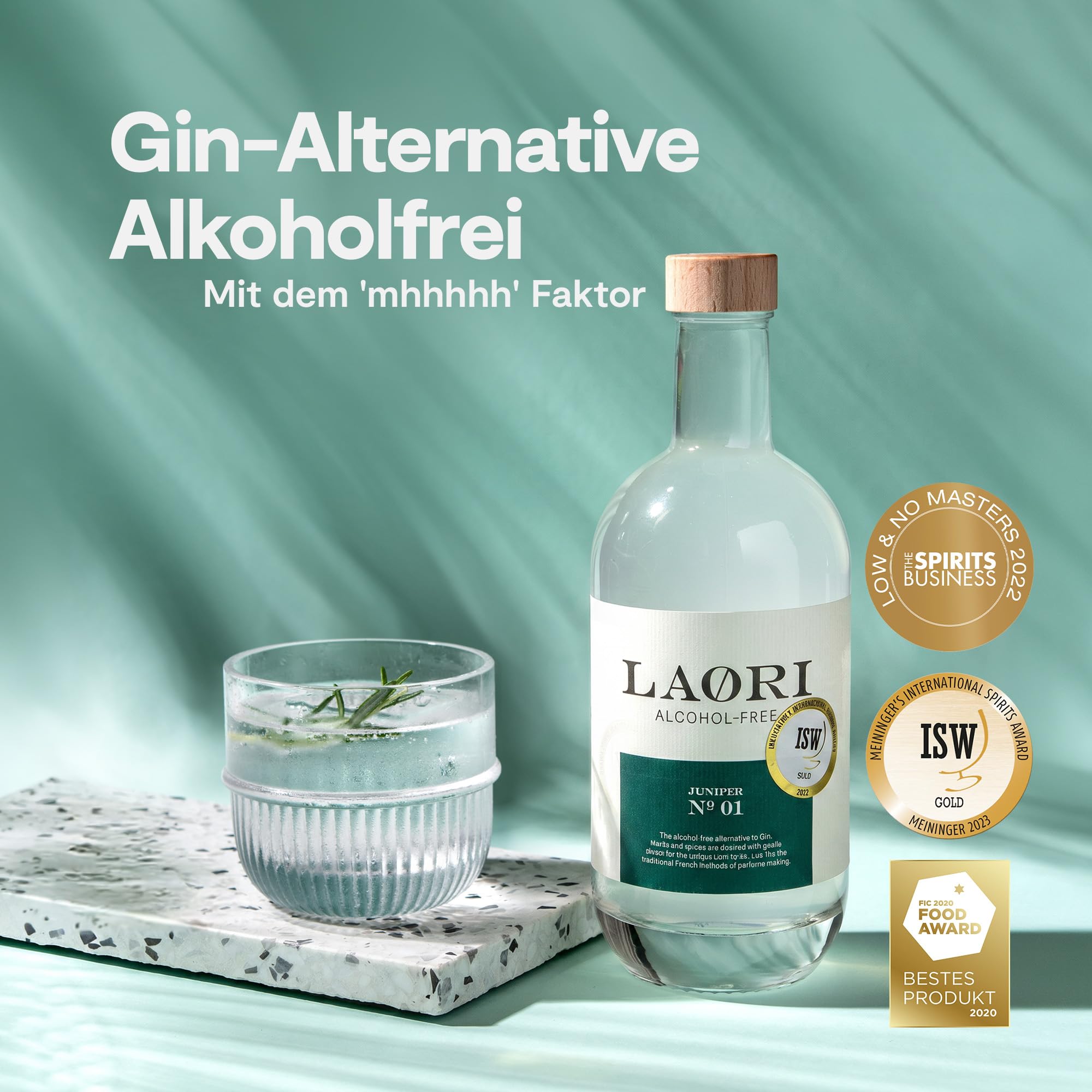 Laori Juniper No 1 | Alkoholfreie Alternative zu Gin | Natürliche Botanicals | Frei von künstlichen Aromen | Vegan & Zuckerfrei | Mild-würzige Frische | 500 ml 2