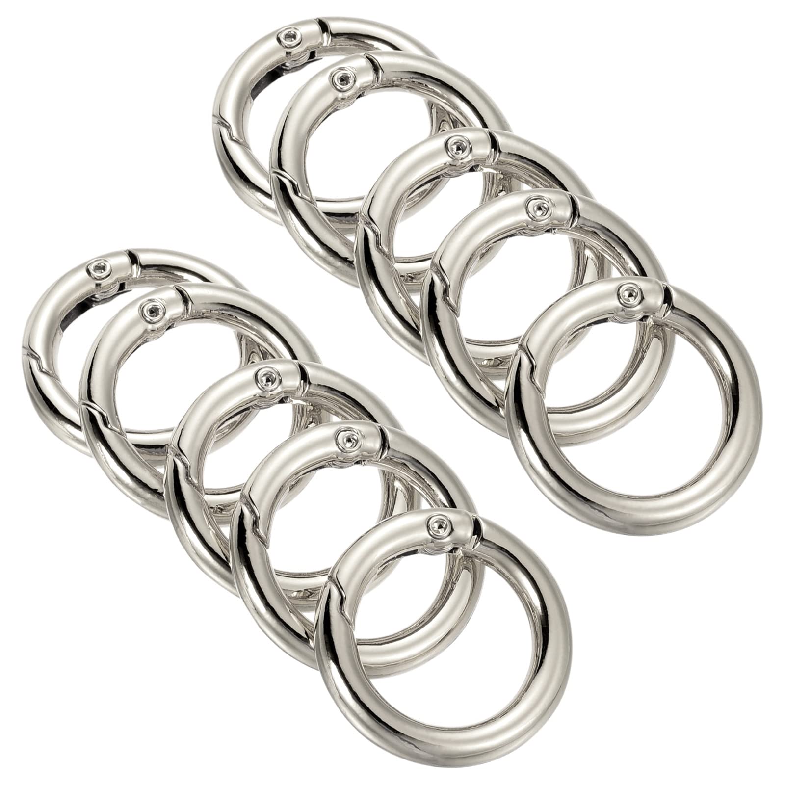 PATIKIL 25x18x4mm Spring Gate O Rings, 10 Pack Round Snap Clip Zinc Alloy for Keyrings Buckle, Silver