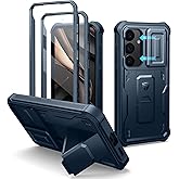 Dexnor for Samsung Galaxy S25 Case with Built-in Slide Camera Cover & Screen Protector & Kickstand,Heavy-Duty Shockproof Rugged Case Full-Body Bumper Protective Cover for Galaxy S25(2025),Navy Blue
