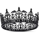 Amlaidu Gothic Black Crown for Women, Skeleton Headband for Halloween | Halloween Evil Queen Crown with Black Rhinestone for Costume Party, Cosplay, Birthday, Wedding