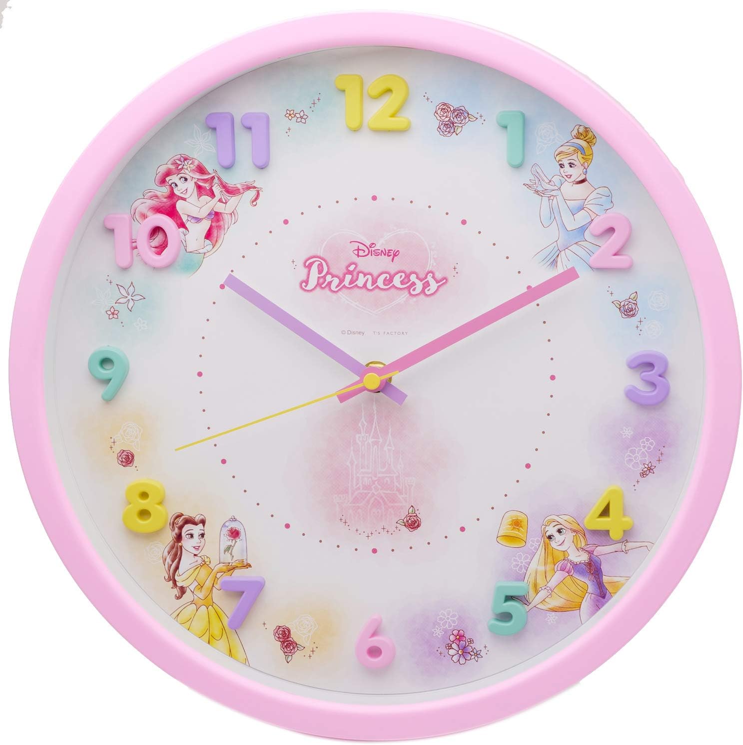 Amazon Co Jp ティーズファクトリー 掛け時計 ディズニープリンセス ピンク 連続秒針 直径約30cm ホーム キッチン