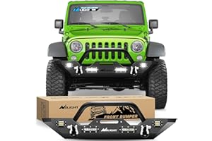 Nilight Front Bumper Compatible for 2007 2008 2009 2010 2011 2012 2013 2014 2015 2016 2017 2018 Jeep Wrangler JK/JKU Rock Crawler Winch Plate