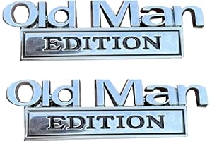 GENERIC 2PCS Old Man Edition 3D Metal Emblem Badge – Zinc Alloy Fender/Tailgate/Bumper Decal for Car, Truck, SUV – Waterproof & Rustproof Nameplate Sticker (Black & Silver)