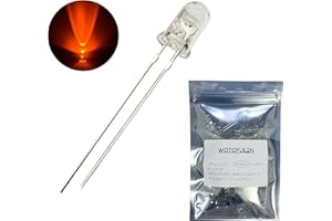 WOTOFULIN LED Diode Lights 5mm Orange LED Light Bulbs 100pcs DC 2V 20mA Round Clear Lens Electronics Components Light Emitting Diodes