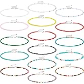 Hicarer 16 Pcs Beaded Choker Necklace Boho Women Summer Beach Colorful Jewelry Bead Seed Beads Choker for Women