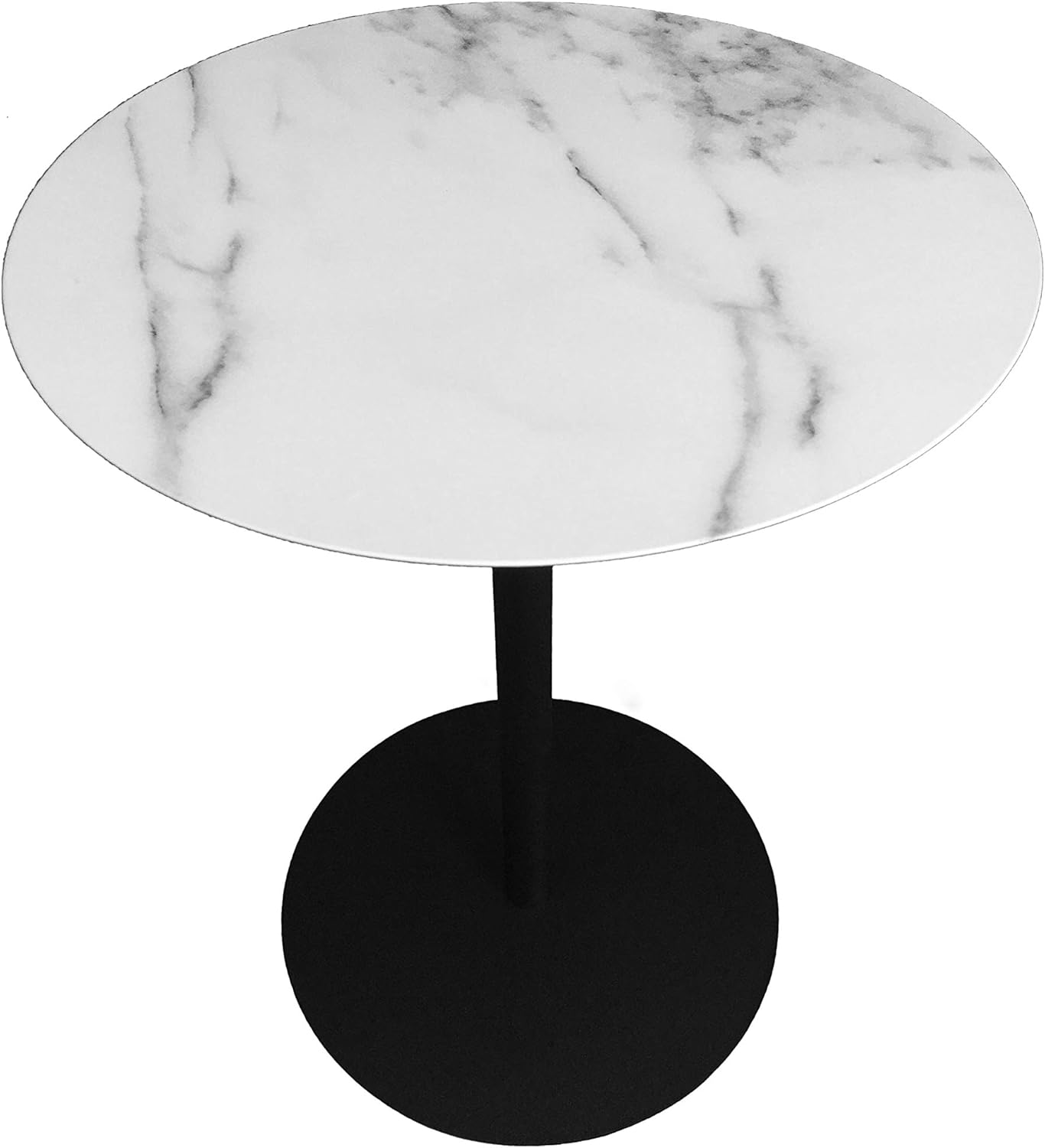 Leisure Space 3-pcs Round Metal Coffee Table Set with Marble Finish Table Top and Black Powder Coating Finish Frame(16"/18"/20"): Kitchen & Dining