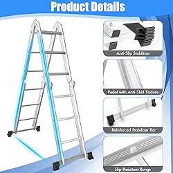 Giantex 7-in-1 12 Ft Tall Folding Step Ladder, Max