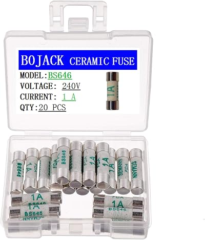 BOJACK BS646 1A 240V Ceramic Fuses 5x20mm Tube Cartridge Fast Blow Pack 20