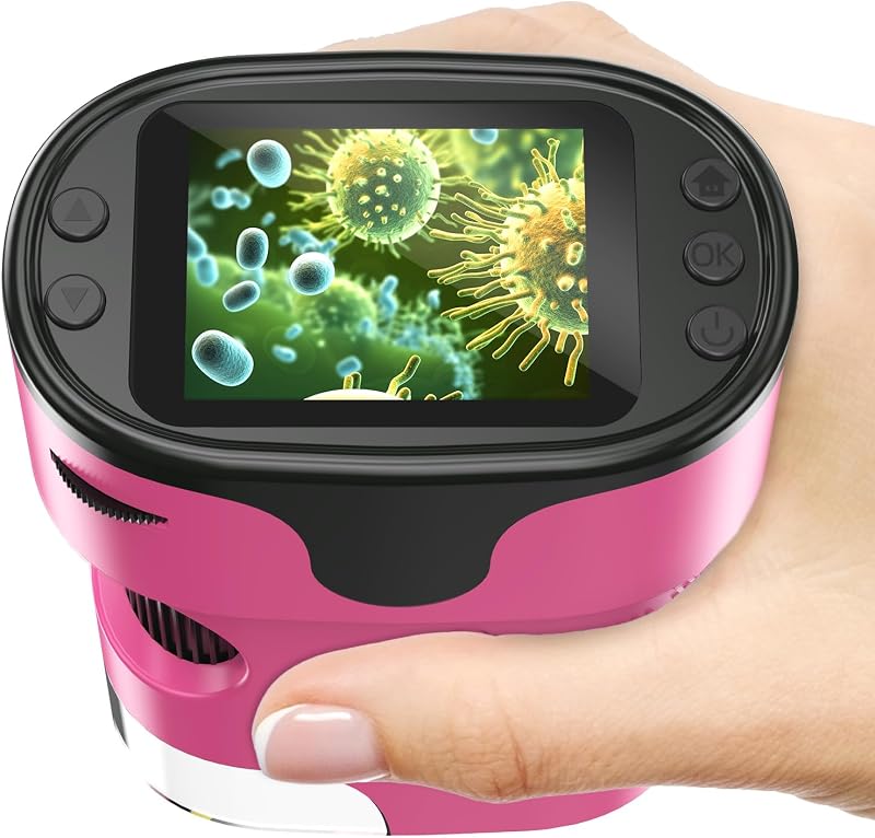BEBANG 1000X Handheld Digital Microscope 4K 2.0in Screen Kids Pink