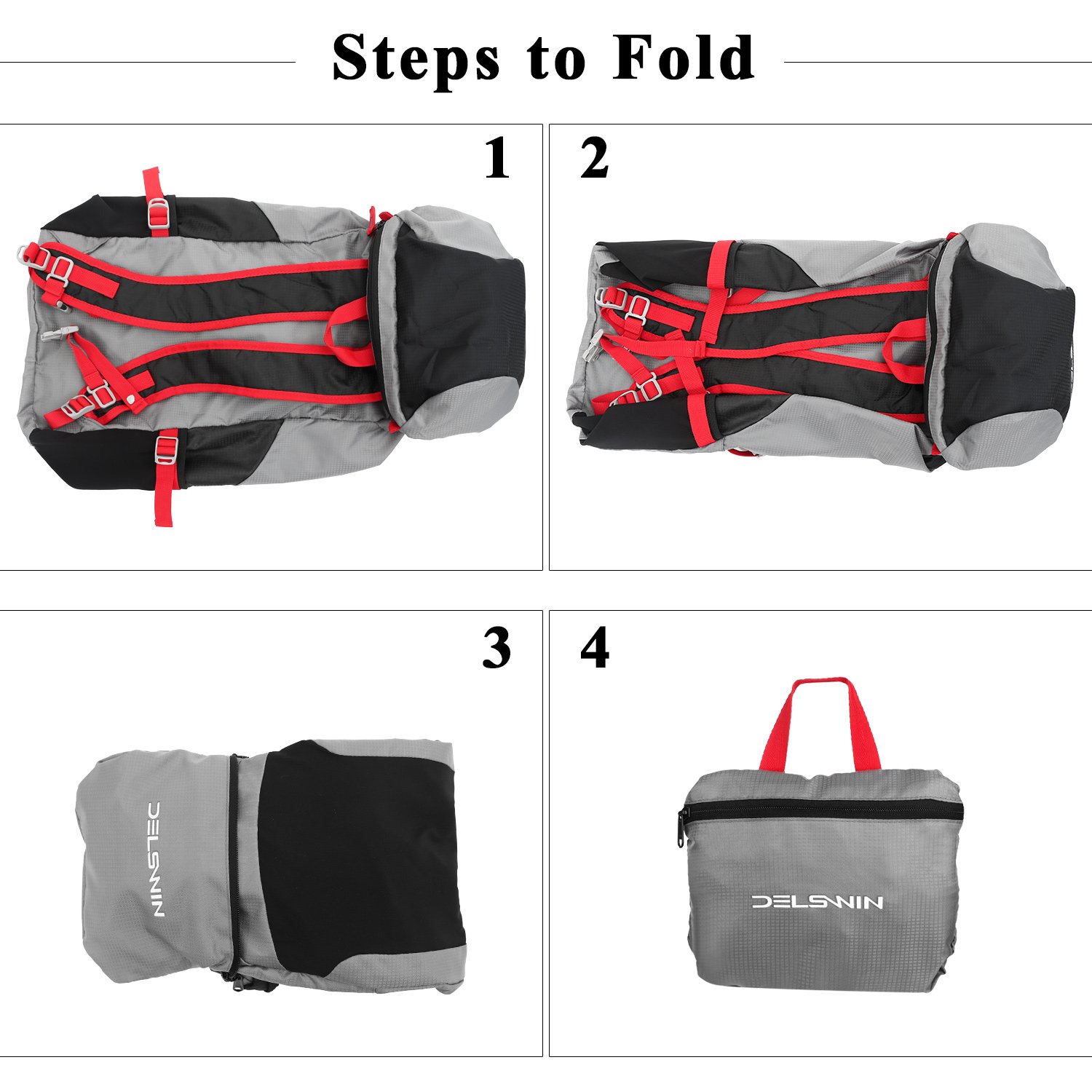 DELSWIN Waterproof Hiking Trekking Backpack 35L Lightweight Outdoor Folding Travel Daypack for Women Men