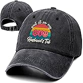 Put It On My Husband's Tab Funny Retro Washed Cotton Baseball Cap, Adjustable Lightweight and Breathable Unisex Outdoor Accessories Married Humor Hat, Gifts for Husband Wife Dad Mom Housewife Black